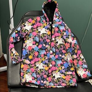 SHEIN Black Floral Unicorn Kids Raincoat